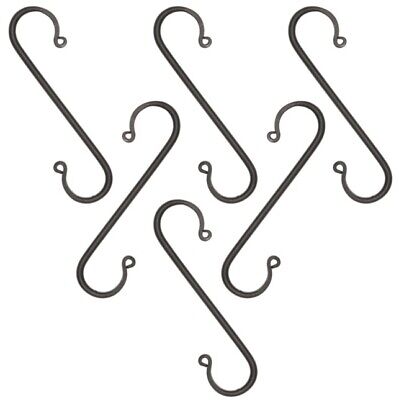 6 Large Wrought Iron 7½ inch S Hooks - Hand Forged Hook Set with Scrolls USA