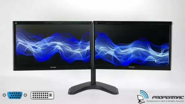 Dual 24" PC Monitor Bundle 48" 2x24" FULL HD 1920x1080 DVI VGA  +New Dual Stand