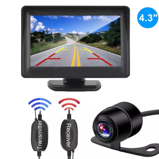 Mirror Monitor Wireless 4.3" Car Backup Camera Rear View System Night Vision Kit