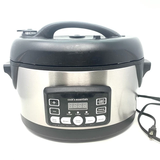 CooksEssentials 5qt Oval Stainless Steel Digital Pressure Cooker 