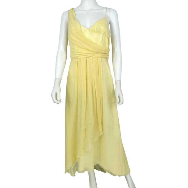 Jill Stuart Draped Asymmetrical Formal Gown Yellow One Shoulder Women 6