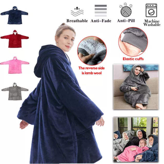 Adult Hooded Snuggle Blanket Super Soft Fleece Sherpa Warm Wearable Hoodie Robe*