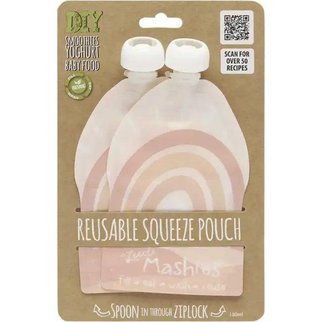 Little Mashies Reusable Food Squeeze Pouches - Rainbow x2