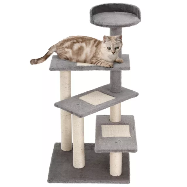 PawHut Cat Tree Activity Center Kitten Climbing Tower Scratching Post Plush