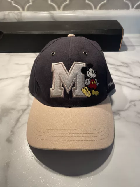 Vintage Mickey Mouse M Walt Disney World Parks Hat Cap Strapback Blue