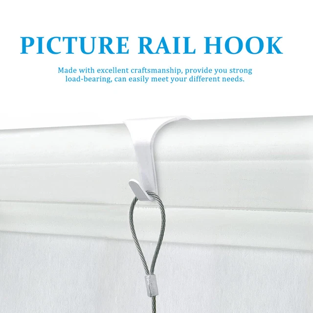 20 Pcs Mirror Hanging Kit Picture Rail Hook Heavy Duty Coat Hangers Wall Hanging 3