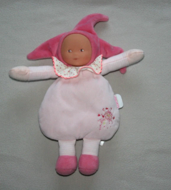 Corolle Doudou Poupee 2013 Rose Grelot Bonnet Lutin Fleur Coeur Excellent Etat