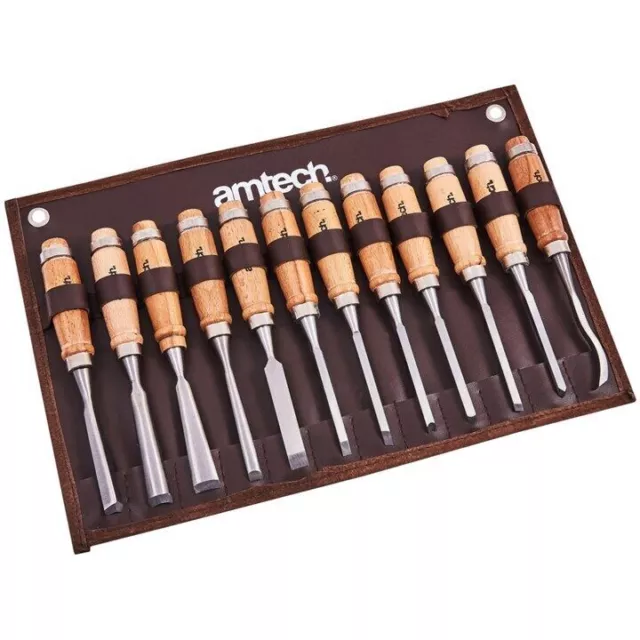 Amtech 12pc Wood Carving Chisel Set