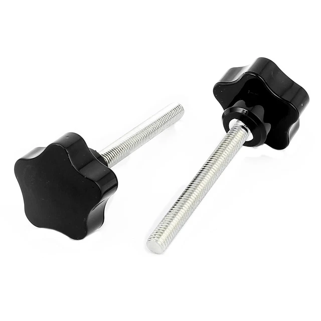 M8 x 40mm x 70mm Filetage Mâle Noire moleté Connecteur Bouton De Serrage 2pcs