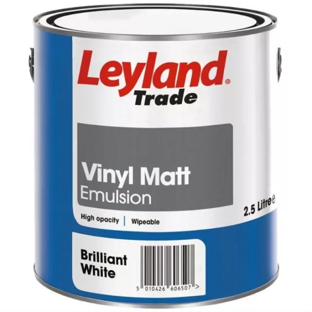 Leyland Trade Vinyl Matt Paint 2.5ltr - Brilliant White