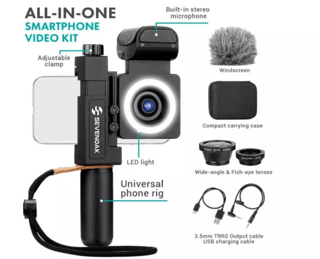 Sevenoak Movo Smartcine Smartphone Video Kit Stereo Microphone LED Light Rig