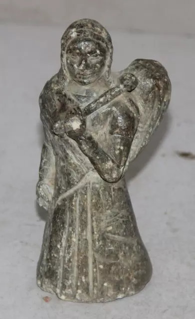 Antiguo Viejo Piedra Jain Mujer Saint Bhikshu Estatua/Figura Original Raro 9890