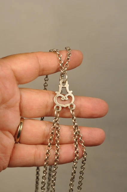 CHAINE DE MONTRE gousset en ARGENT vers 1900 silver pocket watch chain