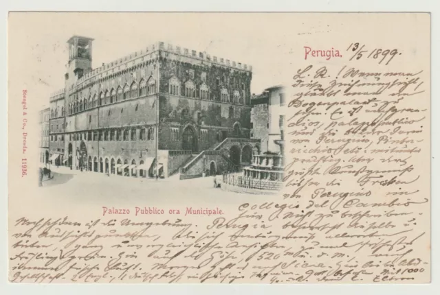 cartolina PERUGIA - Palazzo Pubblico - rnd - vg 1899 per POLA - fp