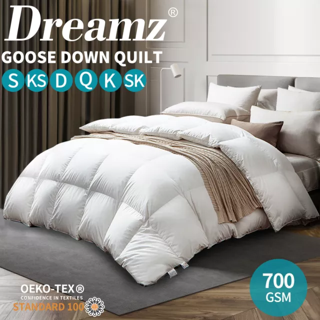 Dreamz Goose Down Quilt 700GSM Duvet Doona Quilts Winter All Season Queen King