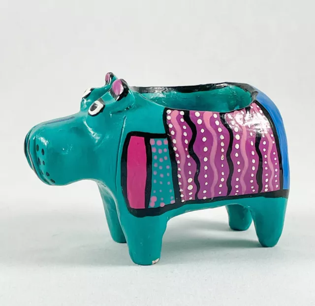 Art Pottery Hippopotamus Votive Candle Holder