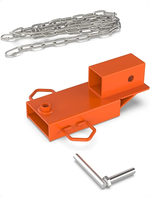 2" Clamp On Forklift Hitch Receiver Trailer Towing Adapter Attachment w/ Chain