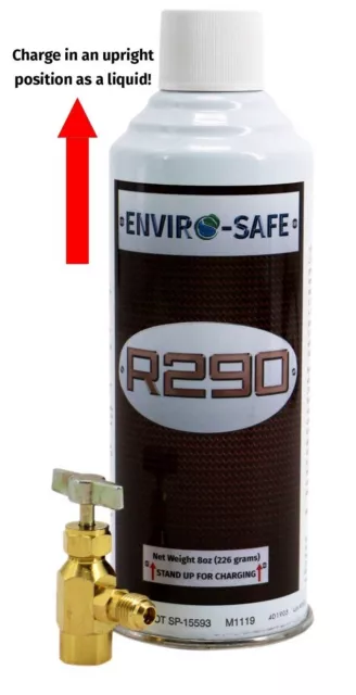 R290, "HC"  Modern Refrigerant, Upright Can & Tap Kit