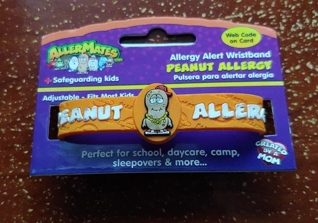 AllerMates PEANUT Allergy Wristband Alert Medical ID Silicone Safety Bracelet