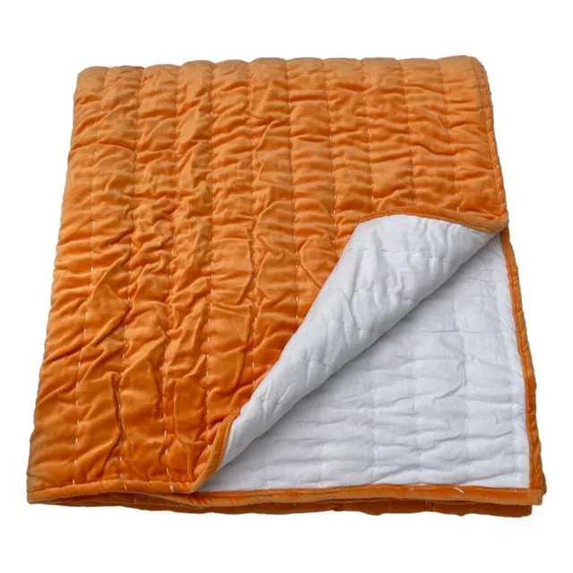 Colcha de terciopelo naranja ópalo rosa irregular 100% algodón, Super King 260 cm x 260 cm