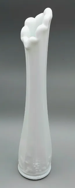 Vintage White Milk Glass Swung Bud Vase 10" by Westmoreland circa 1940's Paneled