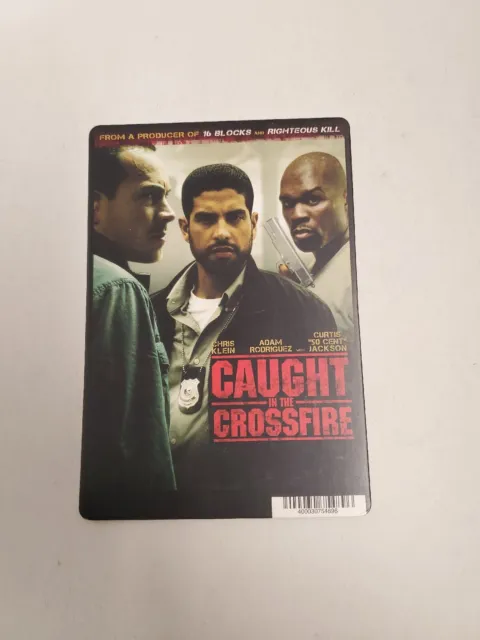 Caught In The Crossfire  BLOCKBUSTER SHELF DISPLAY DVD BACKER CARD ONLY 5.5"X8"