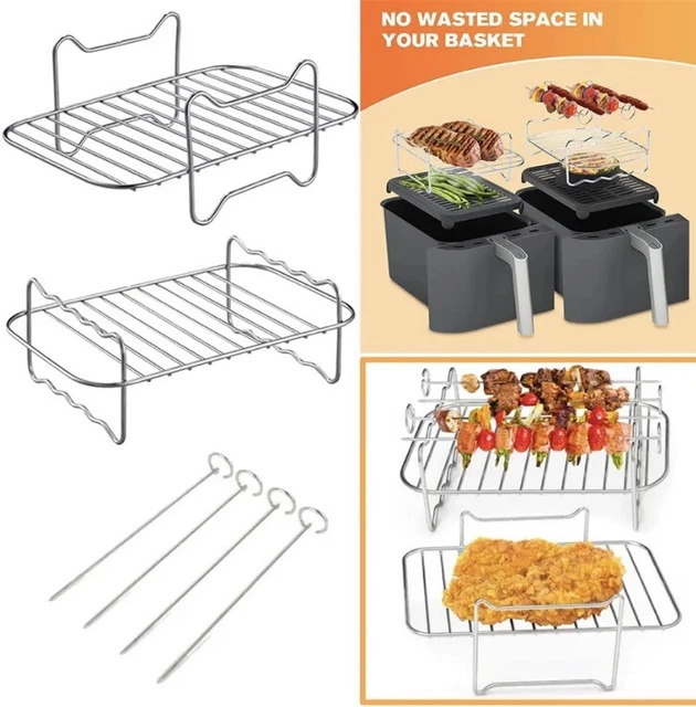 FRIGGITRICE AD ARIA doppia in acciaio inox, 16 x spiedini kebab e 4 ombrelloni per cibo EUR 12