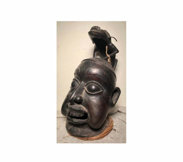 Bamileke or Bamun Helmet Mask Bronze Cameroon