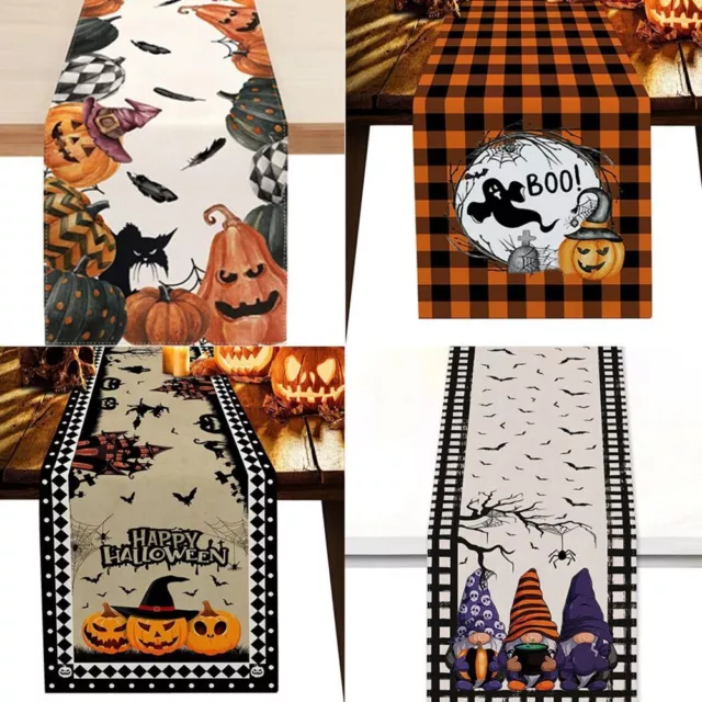 Flax Halloween Tablecloth Trick or Treat Table Cover Table Runner  Halloween