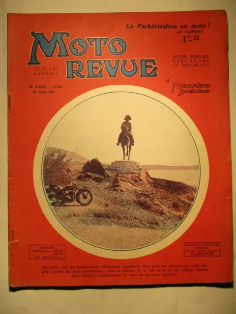 Moto Revue n°371 du 19 Avril 1930 , la Parkérisation en moto , tbe