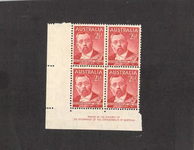 M0830 Australia 1948 MH 2 1/2d Ferdinand von Mueller Block of 4 Corner Imprint