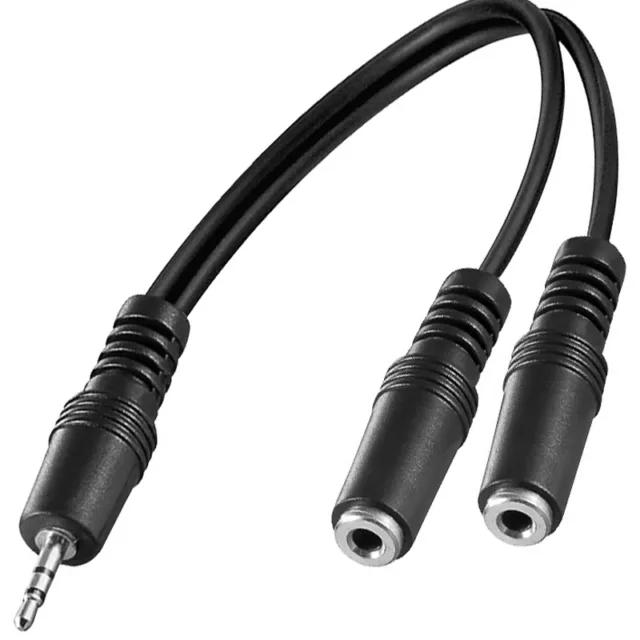 Klinke Y Adapter, 3.5 mm Stecker -> 2 x Buchse, Stereo, Kopfhörer Verteiler, NEU