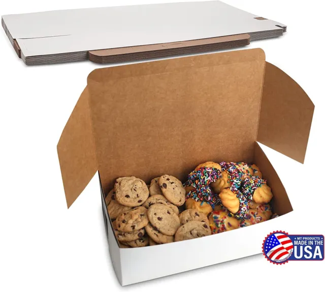 MT Products White Cookie Box - 10" x 6" x 3.5" Bakery Boxes No-Window Pack of 15