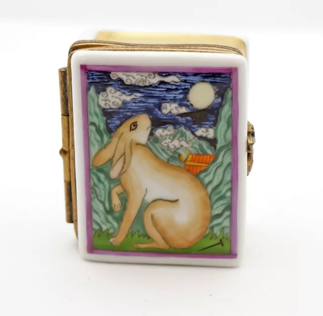 New Hand Painted Authentic French Limoges Trinket Box Year of Rabbit Book