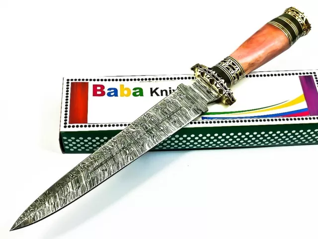 Beautiful Custom Hand Made Damascus Steel Hunting Dagger Knife Handle Bone