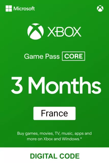 Xbox Game Pass Core 3 mois [France] (Anciennement Xbox Live Gold)