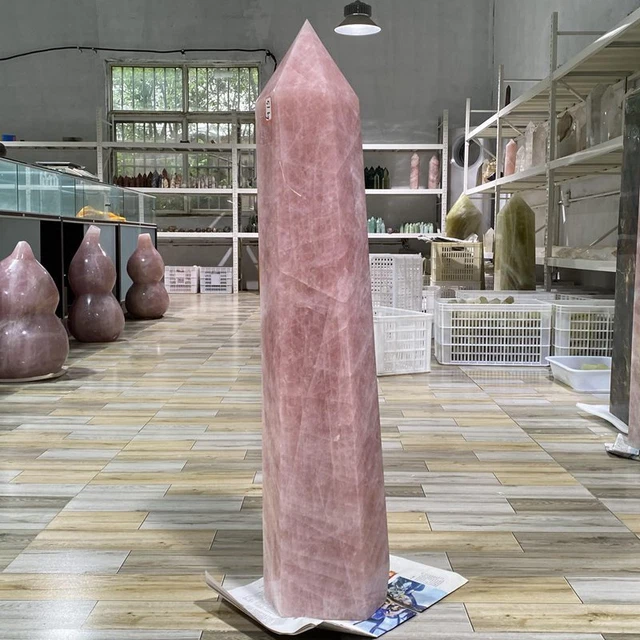 top 112LB High quality Natural Rose quartz Point Crystal Obelisk Wand -3