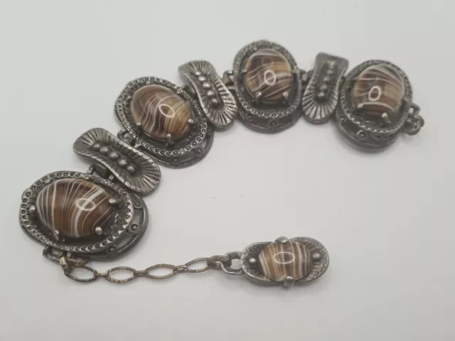 Antique Vintage Stunning MIRACLE Large Agate Glass Bracelet