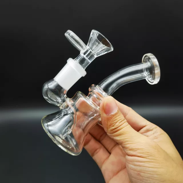 4.5" Mini Smoking Pipe Hookah Heavy Clear Glass Hand Pipes Hookahs W/ 14mm Bowl