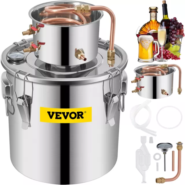 VEVOR Distillateur d'Eau Distillateur d'Alcool 38 L Inox Condenseur Thermomètre