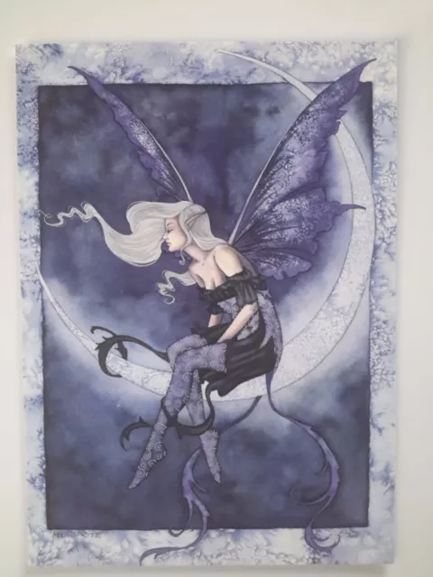 Sitting on the Crescent Moon Winged FAIRY POSTCARD ART PRINT BY AMY BROWN