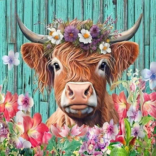 EXA 20x20 CUTE COW DIY Full Round Diamond Painting 5D Home & Office Decor UK 7