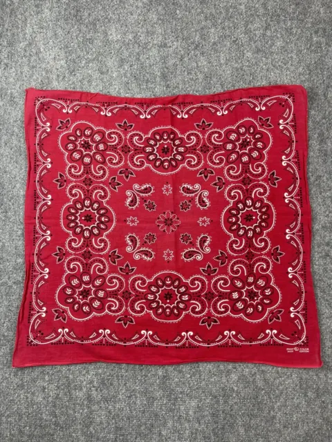 Vintage Elephant Trunk Up Bandana Red Fast Color Cotton PAISLEY Selvedge Western