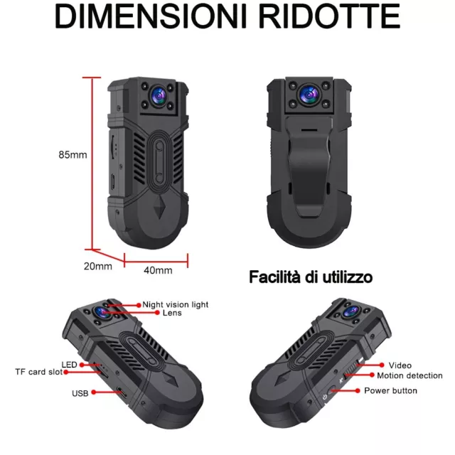 Mini Telecamera spia microcamera auto infrarossi atti vandalici microcamera 2