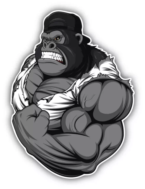 10cm Auto-Aufkleber Sticker Decal Laptop Farbe Muskeln Gorilla Maskottchen H1542