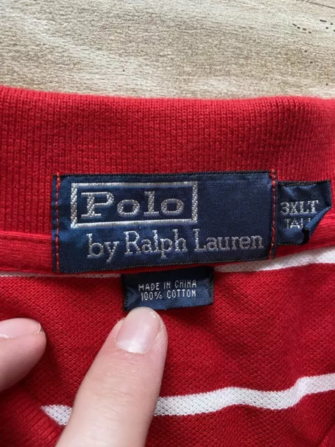 POLO RALPH LAUREN Shirt Mens 3XLT Red Striped Short Sleeve 100% Cotton ...