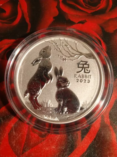 🐇2023 2oz .9999 Fine Silver YEAR Of THE RABBIT 2oz Big Coin Queen Elizabeth II