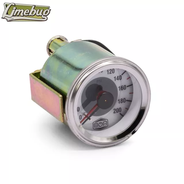 Classic MOA 2" Dual Needle Air Pressure Gauge 200PSI (2-Valve) White Face VW