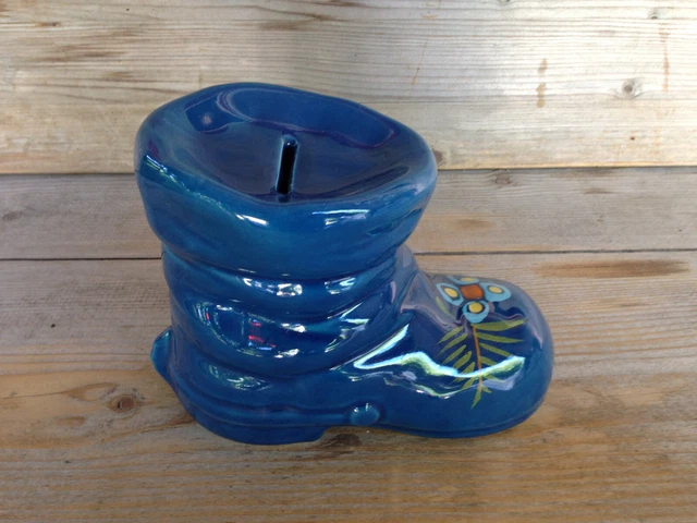 KERAMIK Spardose Schuh blau by Made in ITALY, sign 79273 size 11x16x8 cm