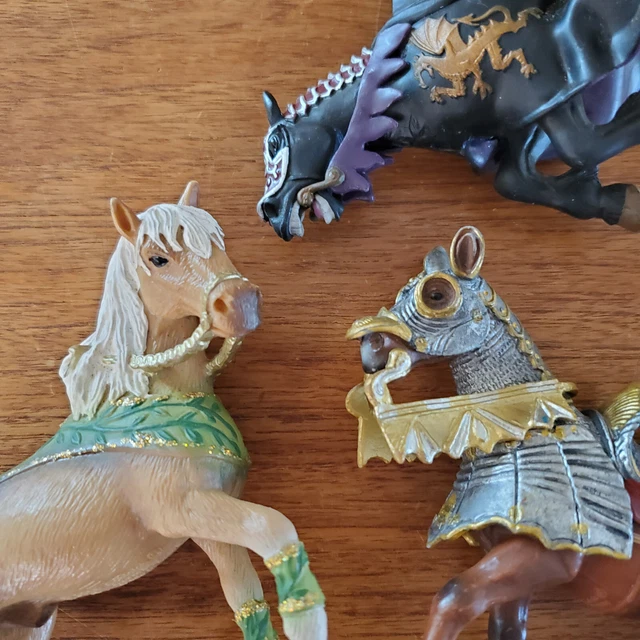 Lot of 3 Papo Schleich Horses Figurines Knights Fairies Medieval Germany ~ 4" T